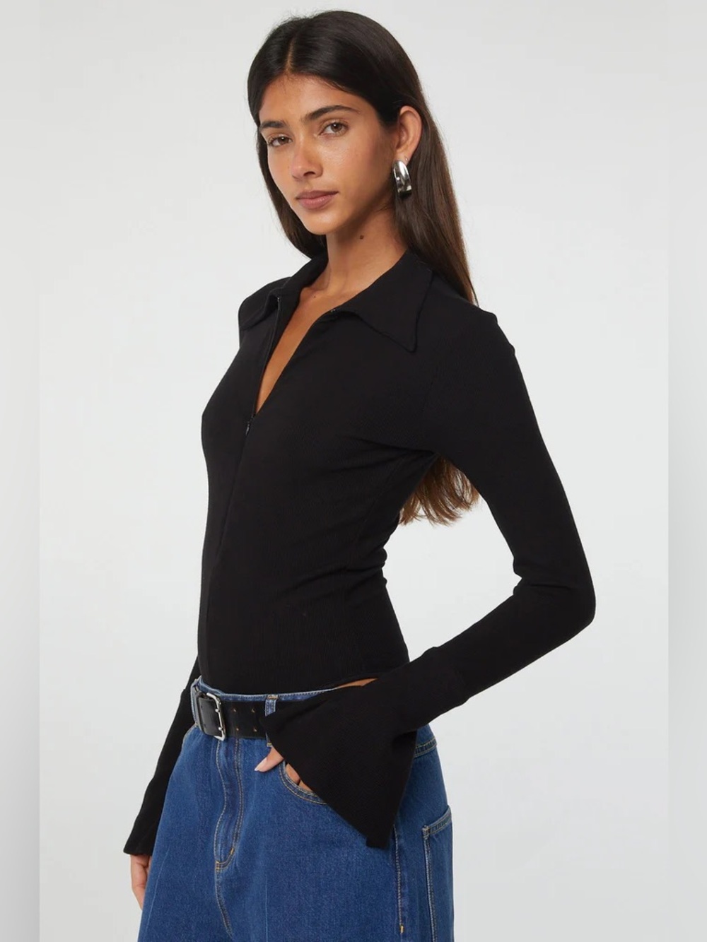 The Line by K Kili Black Collared Bodysuit - Picture 4 of 11